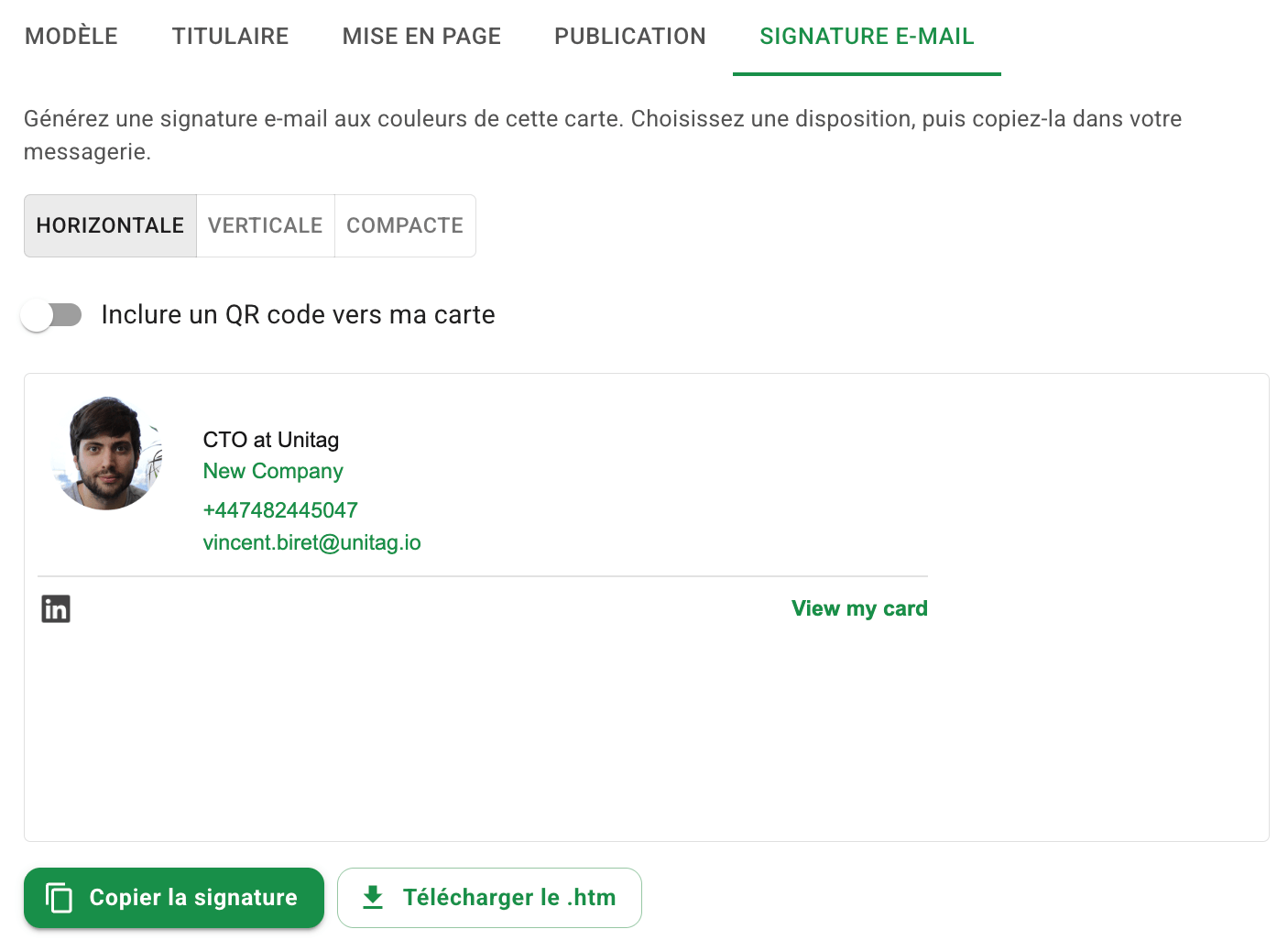 Signature e-mail générée depuis une carte vCard Pro Signature e-mail générée depuis une carte vCard Pro