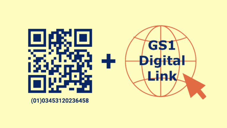 QR code accompagné d'un globe GS1 Digital Link, illustrant comment un même QR code porte un GTIN et une URL web