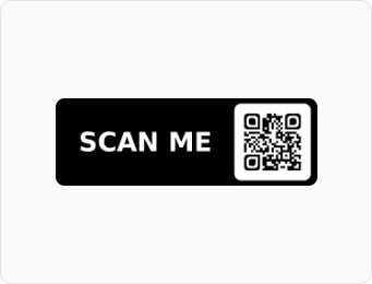 Un bloc noir avec SCAN ME à gauche et le QR code à droite Un bloc noir avec SCAN ME à gauche et le QR code à droite