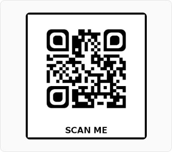 Un QR code dans un cadre carré fin, SCAN ME imprimé à l'intérieur sous le code Un QR code dans un cadre carré fin, SCAN ME imprimé à l'intérieur sous le code