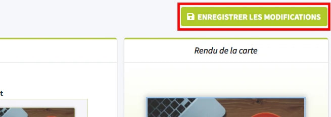Le bouton Enregistrer les modifications dans l'éditeur de modèles de vCard, entouré Le bouton Enregistrer les modifications dans l'éditeur de modèles de vCard, entouré